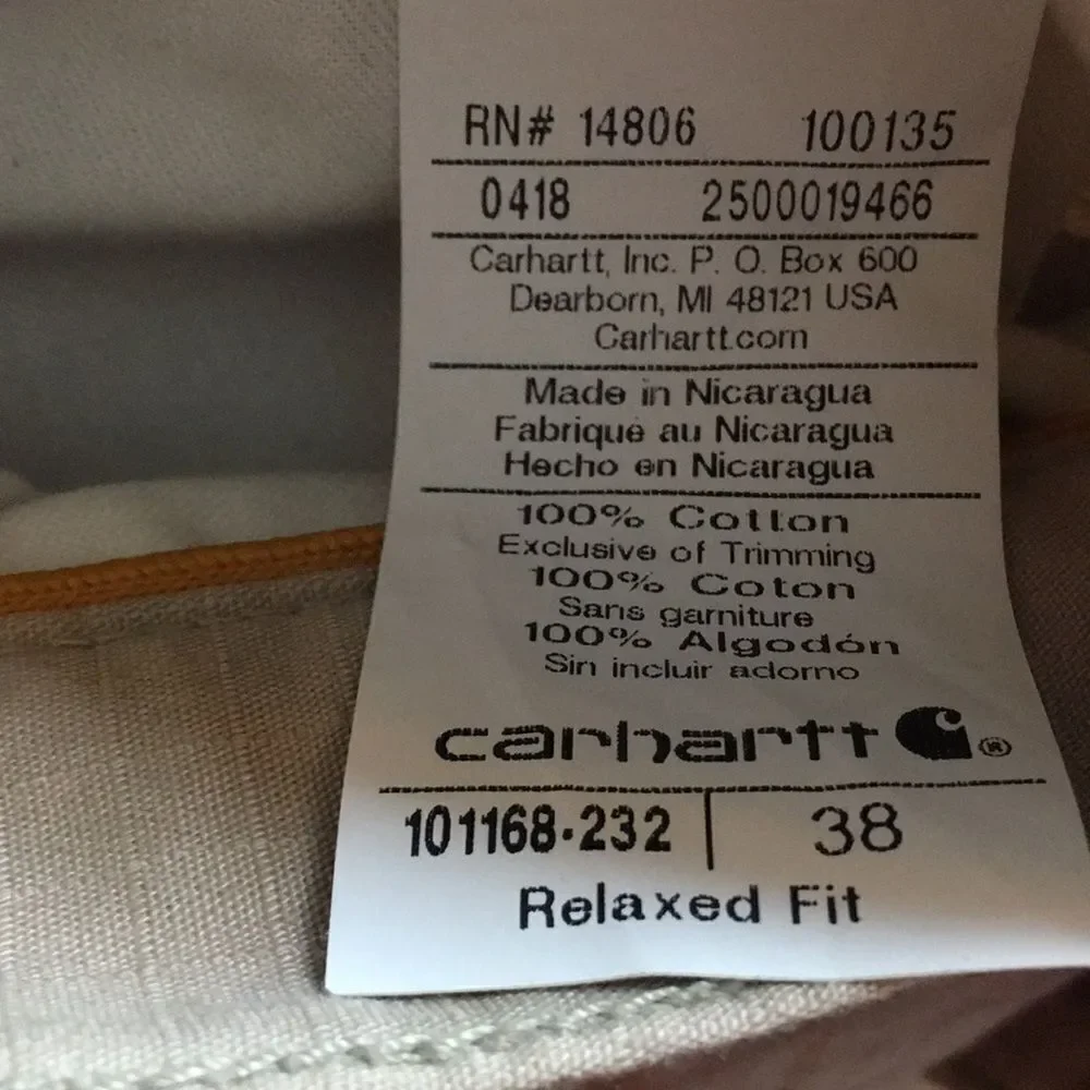 Carhartt Men's Khaki Force Relaxed Fit Cargo Shorts Sz 38